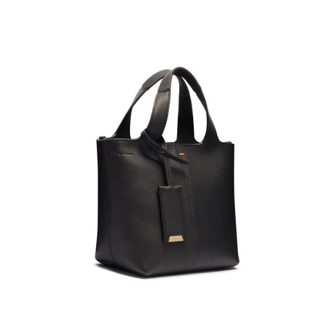 Black tumbled leather handbag - Santoni - 3