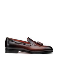 Men's dark brown leather tassel loafer - Santoni - 1