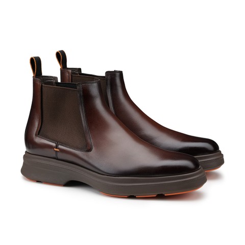 Men's dark brown leather Easy Nova ankle boot - Santoni - 3