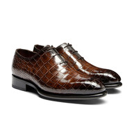 Men's dark brown alligator leather Oxford shoe - Santoni - 2