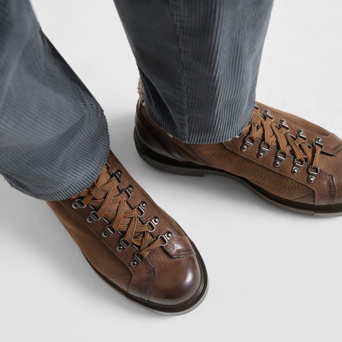 Men's dark brown leather hiking boot - Santoni - 7