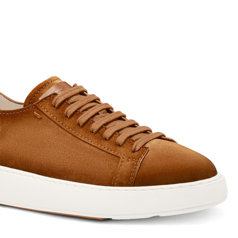Men's orange suede sneaker - Santoni - 5