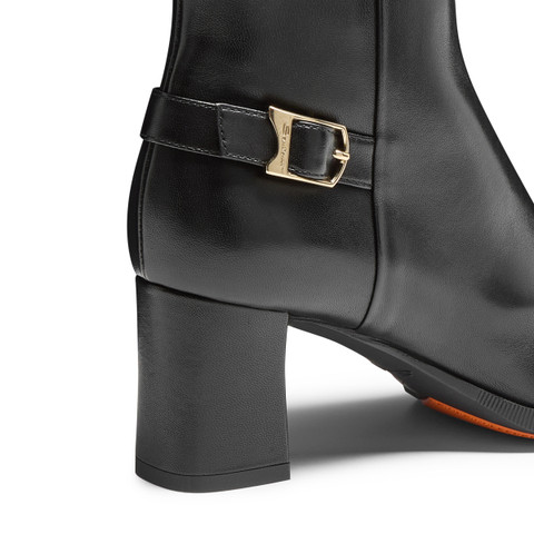 Women's black leather mid-heel ankle boot - Santoni - 6