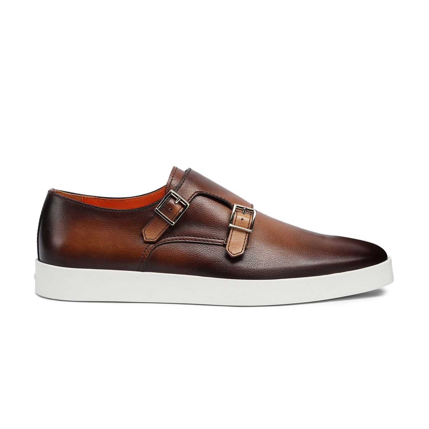Santoni Doppia fibbia da uomo in pelle bottalata marrone