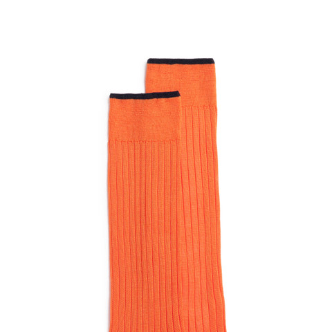 Orange Filo di Scozia mercerised cotton crew socks - Santoni - 3