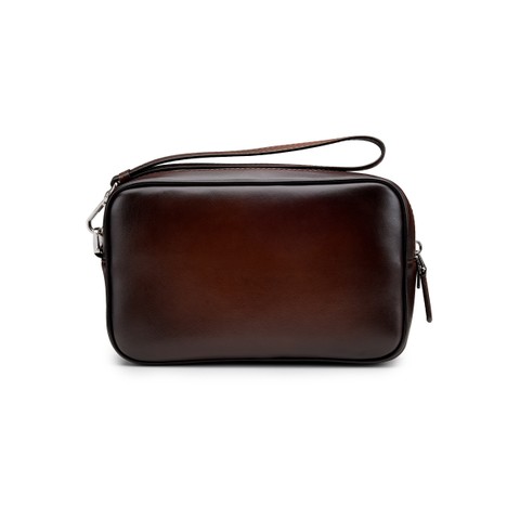 Dark brown leather beauty case - Santoni - 4
