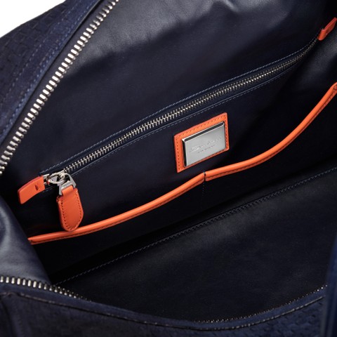 Blue suede and leather weekend bag - Santoni - 4