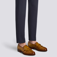 Mono fibbia con frangia da uomo in pelle marrone chiaro - Santoni - 2