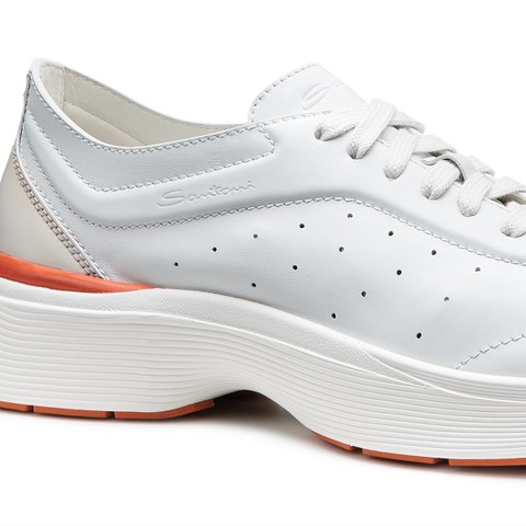 Men's white leather Easy Bounce sneaker - Santoni - 6