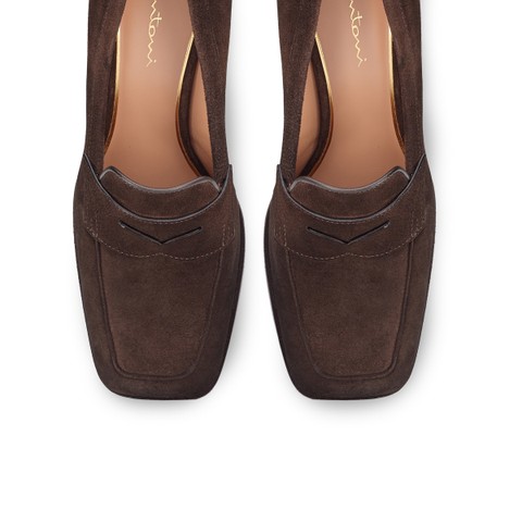 Women's dark brown suede high-heel pump