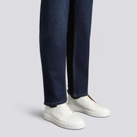 Men's white tumbled leather slip-on sneaker - Santoni - 2