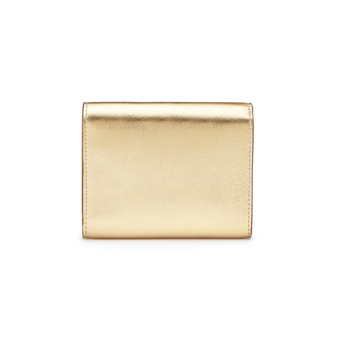 Gold laminated leather wallet with coin pocket - Santoni - 4