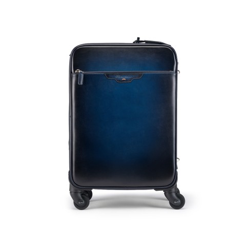 حقيبة سفر من الجلد بلون أزرق - Santoni - 1