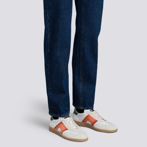 Men's white, green and orange leather and suede DBS Oly sneaker - Santoni - 2