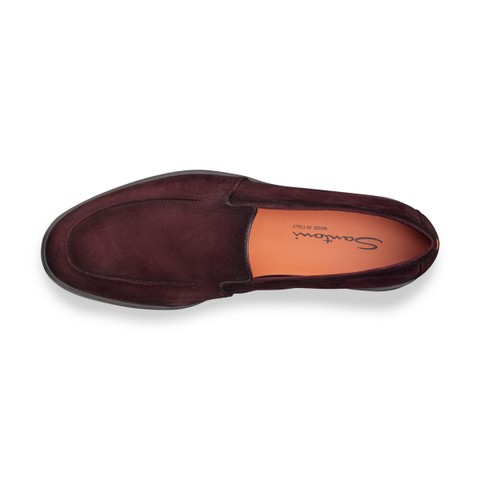 Men's burgundy suede loafer - Santoni - 4