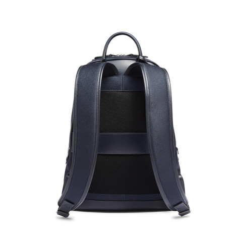 Blue leather and nylon backpack - Santoni - 3