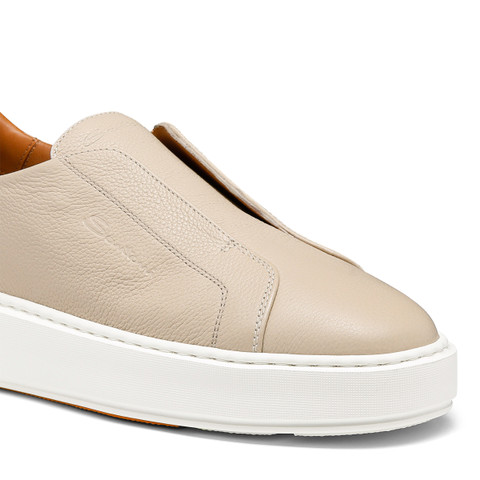 Women's pink tumbled leather slip-on sneaker - Santoni - 6