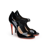 Sandalias de tac&oacute;n alto para mujer en charol negro - Santoni - 2