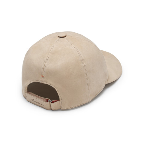 Men's beige nubuck baseball cap - Santoni - 4