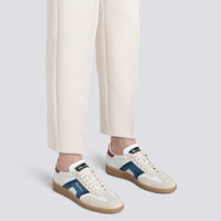 Women's white, blue and red leather and suede DBS Oly sneaker - Santoni - 2