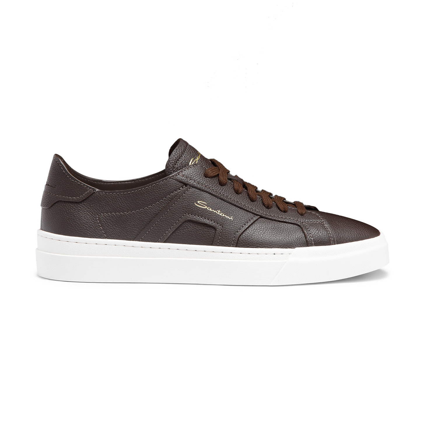 Santoni Double Buckle Sneaker da uomo in pelle bottalata testa di moro