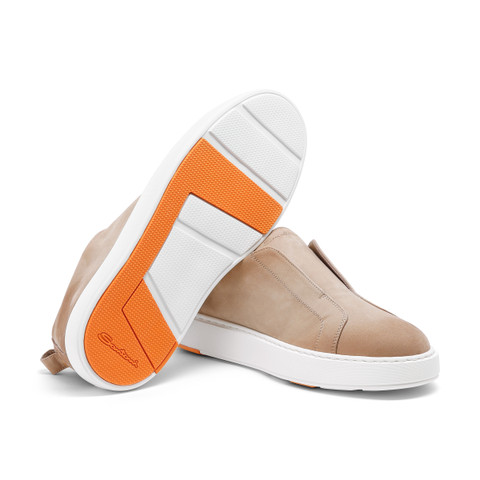 Men's beige nubuck slip-on sneaker - Santoni - 3