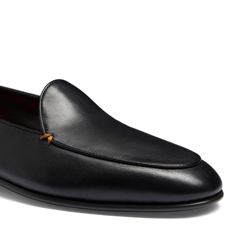 Mocasín para hombre en piel negra - Santoni - 5