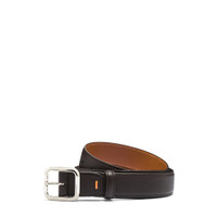 Dark brown tumbled leather adjustable belt - Santoni - 1