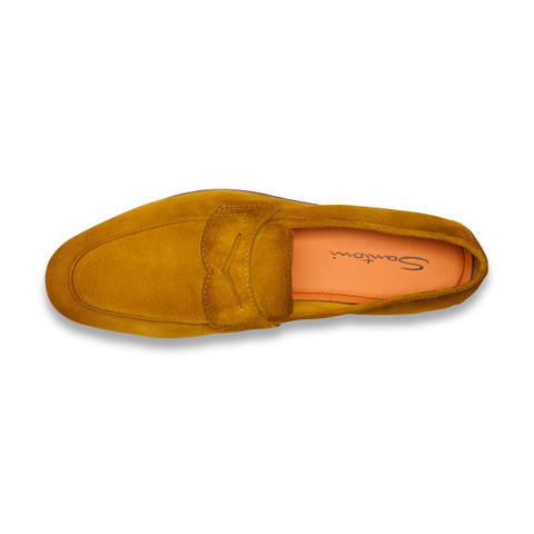 Men's yellow suede Carlo penny loafer - Santoni - 5