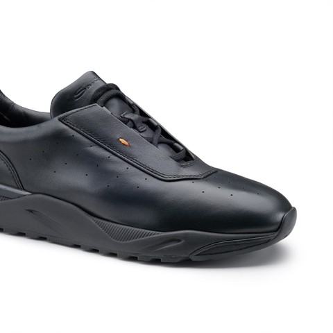 Men's black leather sneaker - Santoni - 5