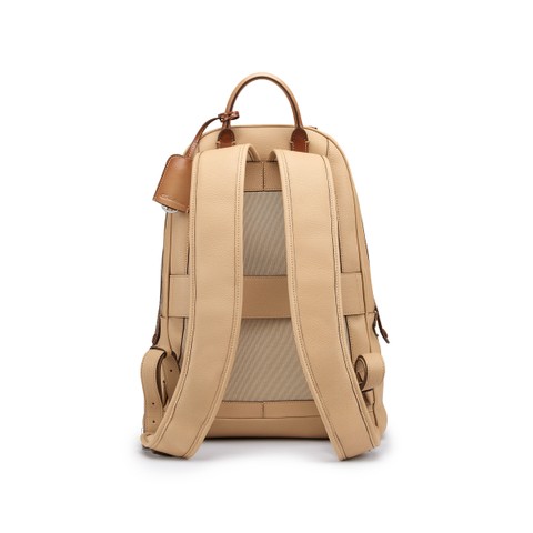 Beige tumbled leather backpack - Santoni - 4