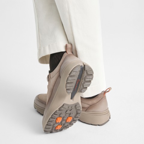 Men's dove grey leather and suede Easy Bounce Mountain sneaker - Santoni - 8