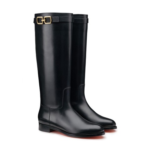 Women's black leather boot - Santoni - 4
