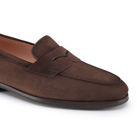 Women's dark brown suede Carla loafer - Santoni - 5