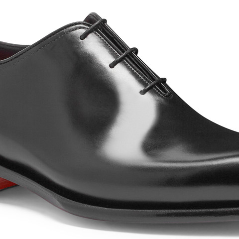 Men's polished black leather Oxford shoe - Santoni - 6