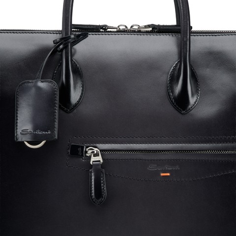 Black leather laptop bag - Santoni - 5