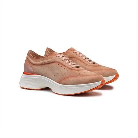 Women's pink suede Easy Bounce sneaker - Santoni - 3