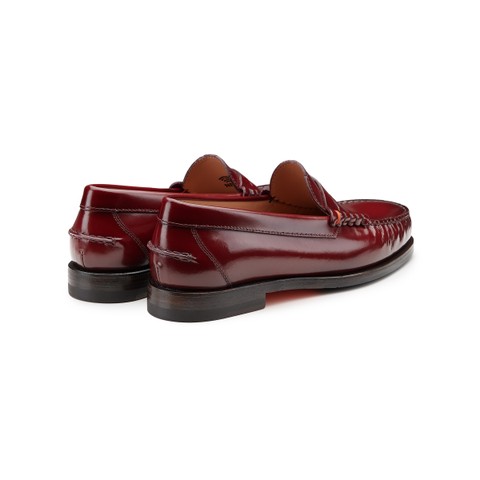 Mocassino penny da donna in pelle bordeaux - Santoni - 3