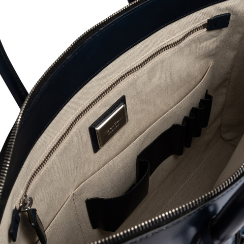 Blue leather laptop bag - Santoni - 4