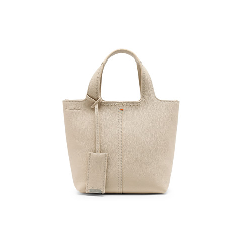 Beige tumbled leather handbag - Santoni - 1