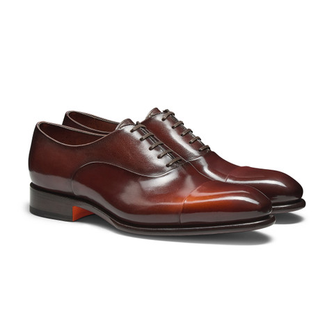 Men's orange leather Oxford shoe - Santoni - 2