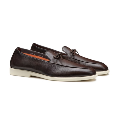 Mocasines de hombre en piel marr&oacute;n oscuro - Santoni - 2