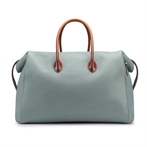 Light blue tumbled leather weekend bag - Santoni - 5