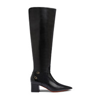 Women's black leather mid-heel boot - Santoni - 1