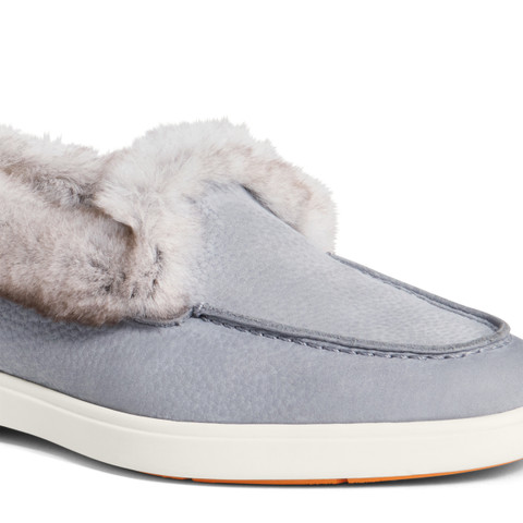 Women’s grey nubuck desert boot with fur - Santoni - 5