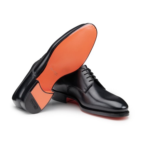 Men's black leather Derby shoe - Santoni - 3