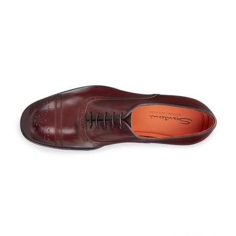 Men's orange leather brogue Oxford shoe - Santoni - 4