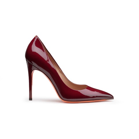 Women's burgundy patent leather high-heel pump - Santoni - 1