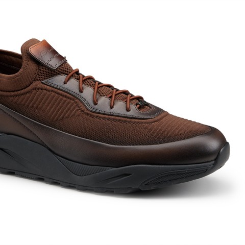 Men's dark brown leather sneaker - Santoni - 5