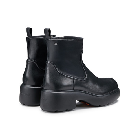 Women's black leather Easy ankle boot - Santoni - 3